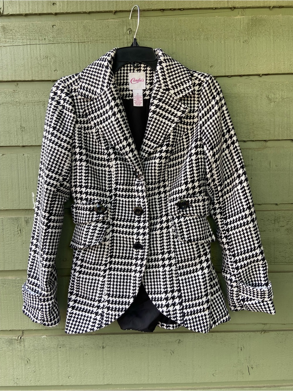 Candie's Black & White Houndstooth Double-Breasted Blazer